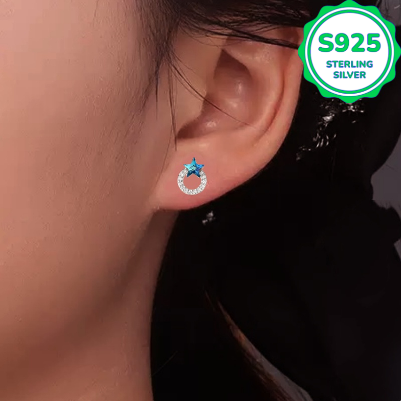 2pcs S925 Silver Starfish Earrings, Elegant Daily Wear